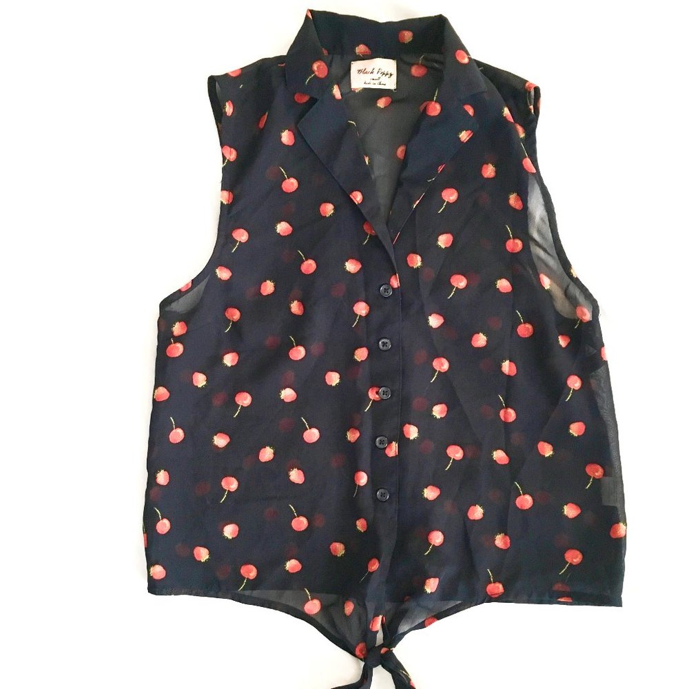 strawberry patterned button down